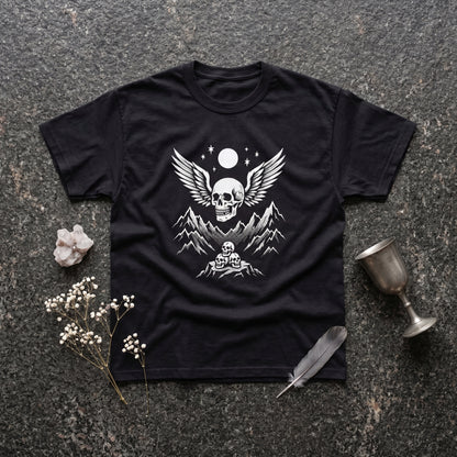Bachdenkel black graphic tee, styled flat lay