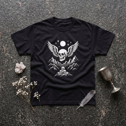 Bachdenkel black graphic tee, styled flat lay