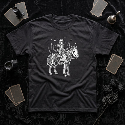 Death black graphic tee, styled flat lay
