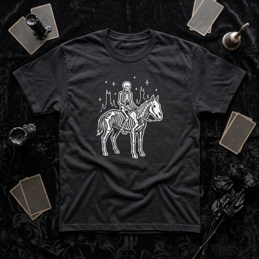 Death black graphic tee, styled flat lay