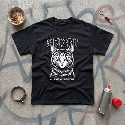 ACAB black graphic tee, styled flat lay