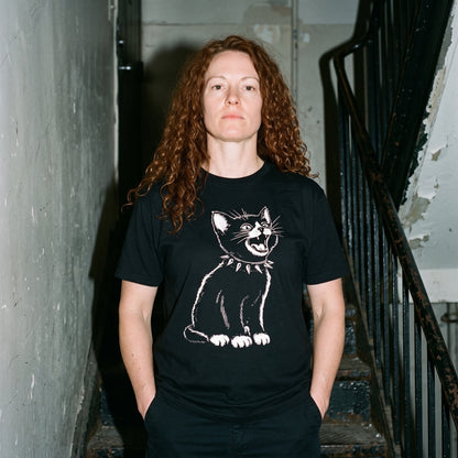 Woman wearing the Kittenpunk black graphic tee