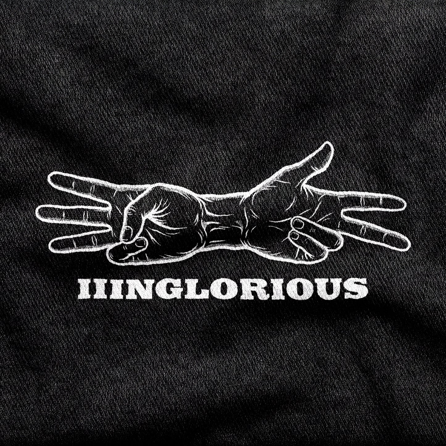 Inglourious Basterds design printed on a black cotton tee, close-up