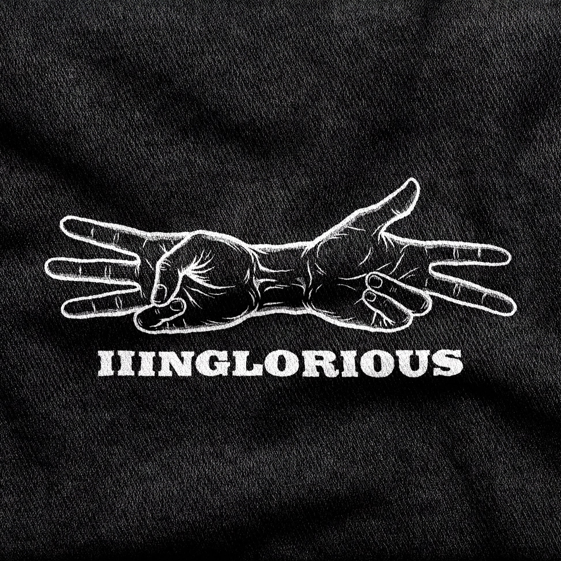 Inglourious Basterds design printed on a black cotton tee, close-up