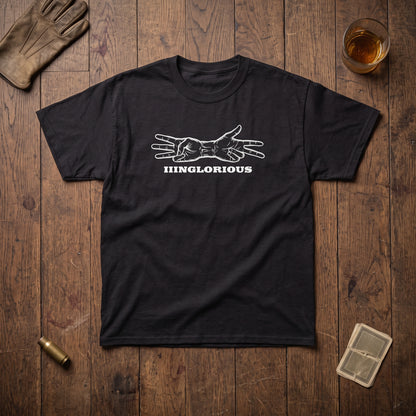 Inglourious Basterds black graphic tee, styled flat lay