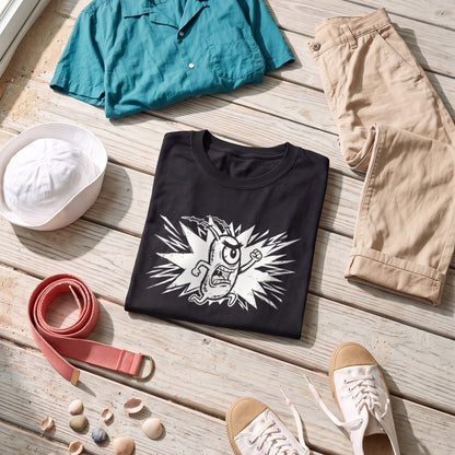 Plankton black graphic tee styled in a flat lay with matching pieces